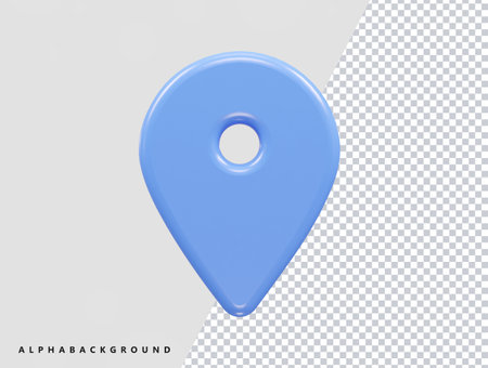 Blue map pointer isolated on transparent background. 3d vector illustration.のイラスト素材
