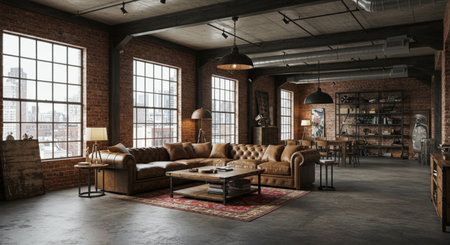 Industrial loft Apartment living room Interior brick walls designの素材