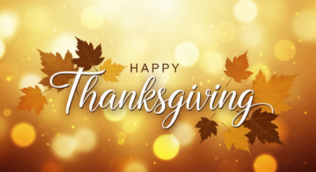 Happy thanksgiving day greeting background fall maple leaves autumn holidayの素材