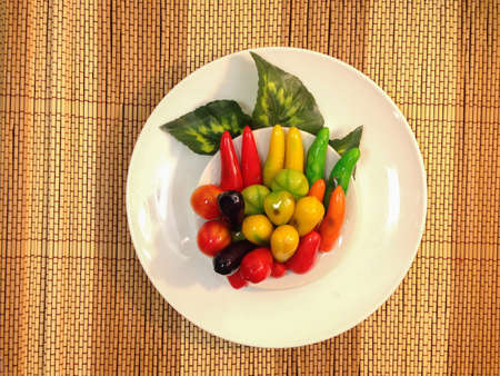 sweetmeat, deletable imitation fruits Kanom Look Choup In thaiの写真素材