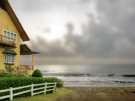 Beach house soft focus backgroundの写真素材
