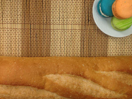 Bakery Bread of Baguette on  a Wooden Table.の写真素材