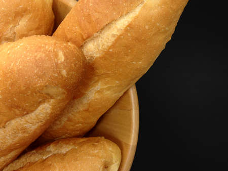 Bakery Bread of Baguette on black backgroundの写真素材