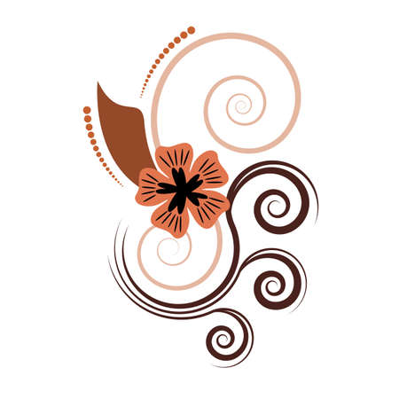 Beautiful curly abstract vector design with flowersのイラスト素材