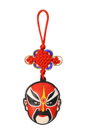 Chinese new year traditional opera mask ornament on white backgroundの写真素材