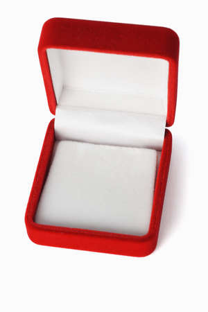 Empty red jewelry box with copy space on white backgroundの写真素材