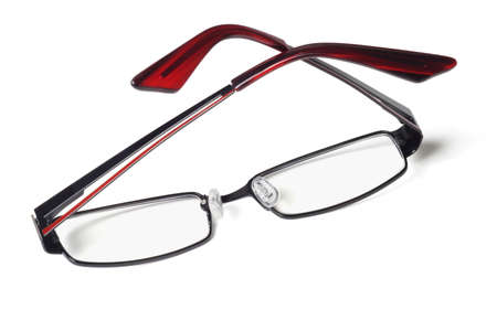 Fashionable eyeglasses on white backgroundの写真素材