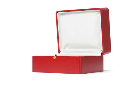 Empty red gift box on white backgroundの写真素材