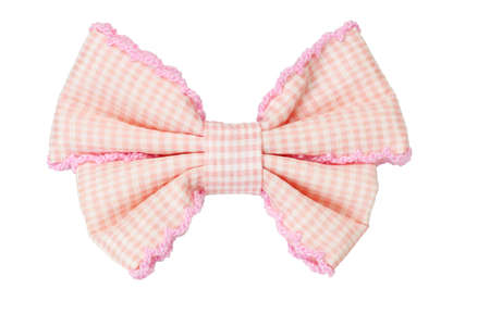 Hair bow checked pattern ribbon isolated on white backgroundの写真素材