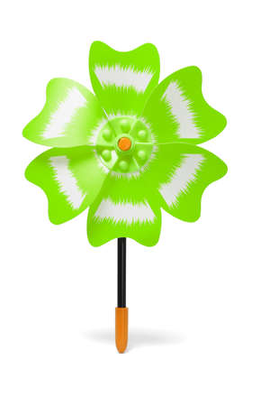 Colorful plastic toy windmill on white backgroundの写真素材