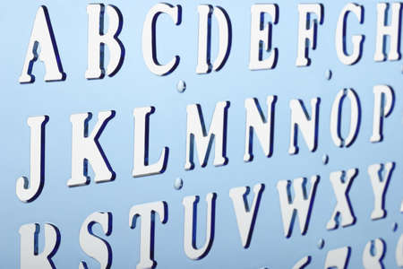 Close up of backlit plastic alphabet stencilの写真素材