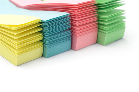 Close up of stacks of sticky packs background with copy space