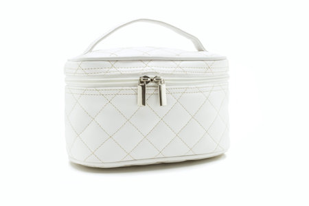 Beauty bag with handle on white backgroundの写真素材