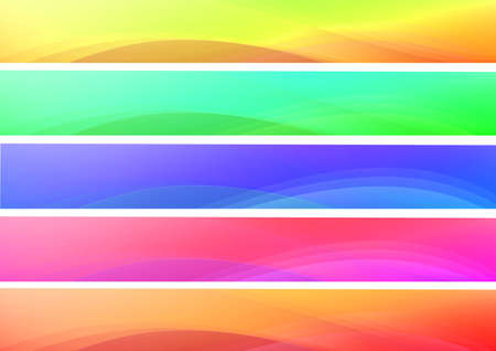 Set of abstract multicolor waves web bannersの写真素材