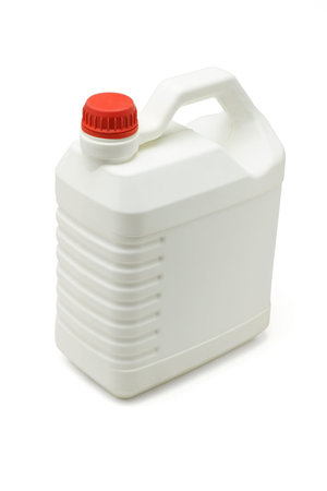 Blank plastic lubrication oil container on white background