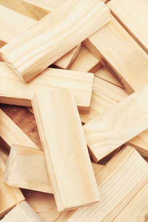 Close up of wooden building blocks backgroundの写真素材