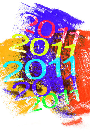 2011 new year on colorful abstract backgroundの写真素材