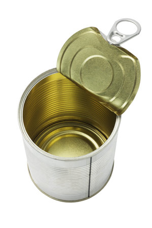 Open Empty Tin Can On White Background