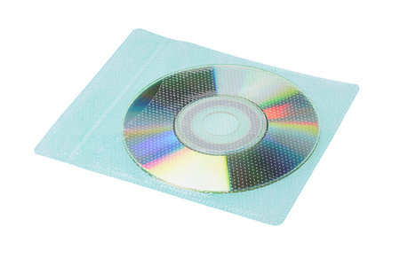 CD In Plastic Pocket On White Background