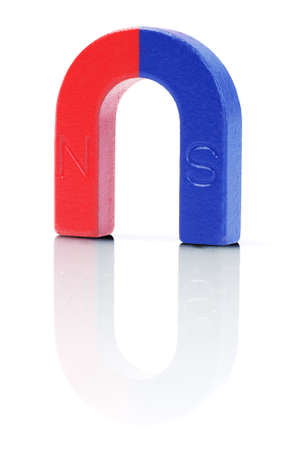 Horseshoe Magnet Standing on White Backgroundの写真素材