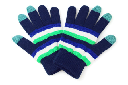 Pair of Colourful Gloves on White Background