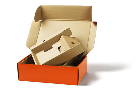 Discarded Package Box and Packing Cardboard on White Background