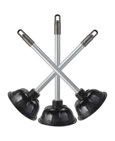 Three Rubber Plungers Arranged on White Backgroundの写真素材