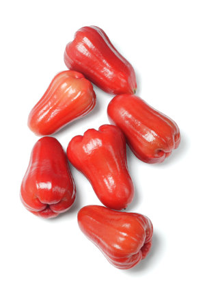 Fresh Watery Rose Apples on White Background