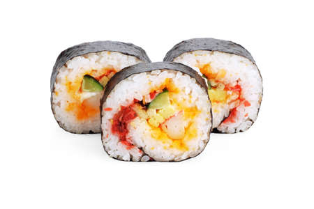 Sushi Rolls on White Backgroundの写真素材