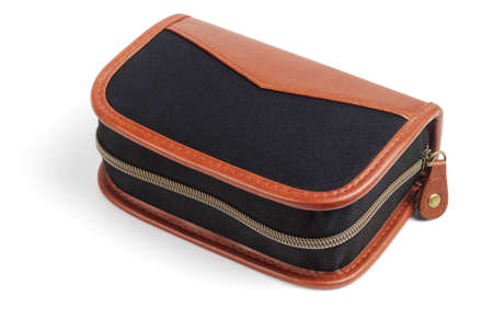 Black Accessory Bag on White Backgroundの写真素材