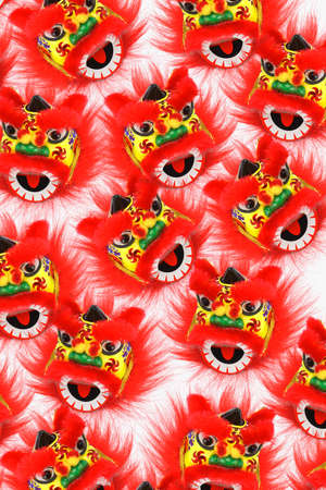Chinese New Year Lion Heads Backgroundの写真素材