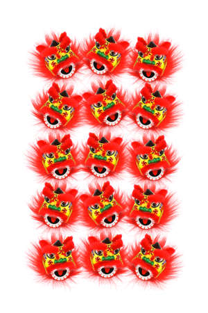 Collection of Chinese New Year Lion Heads on Whiteの写真素材