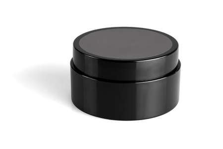 Black Plastic Container for Beauty Products on White Backgroundの写真素材