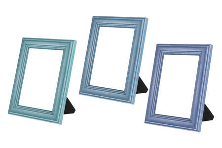 Three Blank Wooden Photo Frames with Copy Spaceの写真素材