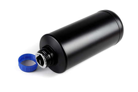 Black Plastic Container on White Backgroundの写真素材