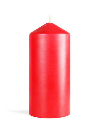 Decorative Red Candle on White Backgroundの写真素材