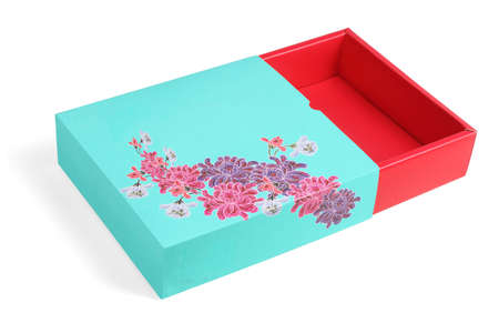 Chinese Floral Gift Box on White Backgroundの写真素材