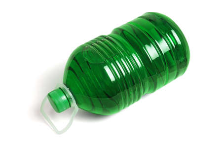 Bottle of Liquid Detergent lying on White Backgroundの写真素材