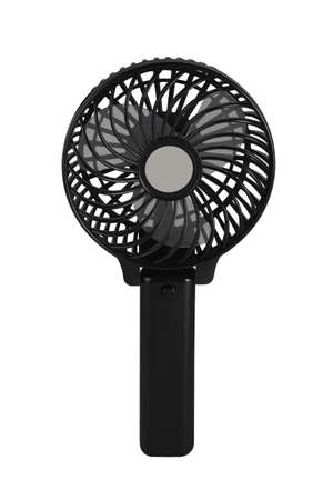 Mini Hand Held  Electric Fan on White Blackgroundの写真素材
