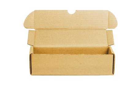 Open Cardboard Box on White Backgroundの写真素材