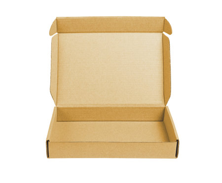 Open Cardboard Box on White Backgroundの写真素材