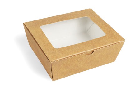 Transparent Top Paper Box on White Backgroundの写真素材