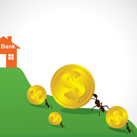 saving money concept show small antのイラスト素材