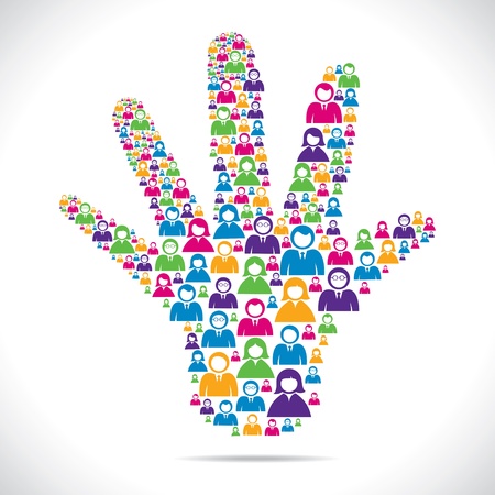 openhand with group of people stock vectorのイラスト素材