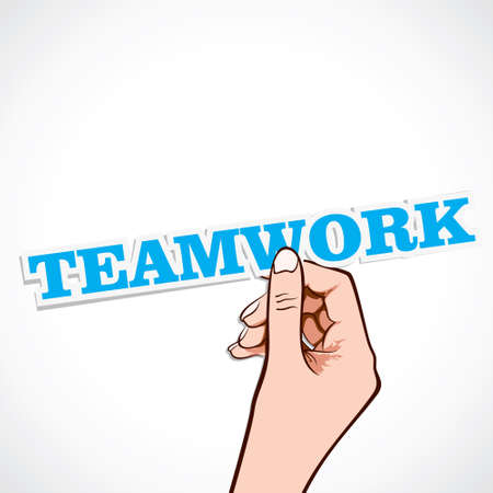 teamwork word in hand stock vectorのイラスト素材