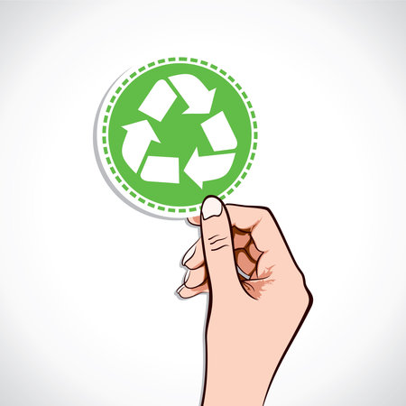 Recycle Bin Icon In Hand Stock Vectorのイラスト素材