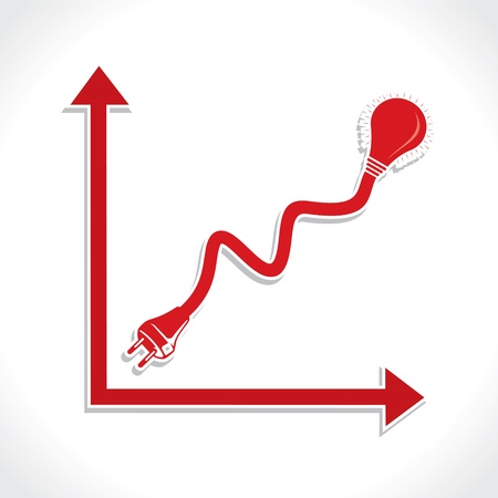  Wired Business graph Icon with bulb and plug stockのイラスト素材