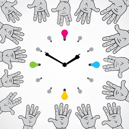 abstract hand try to stop bulb clock stock vectorのイラスト素材
