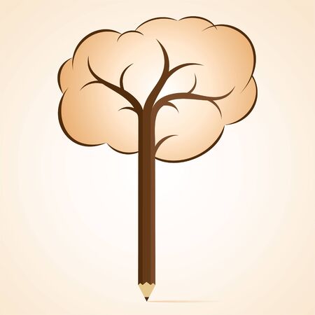 brown pencil tree stock のイラスト素材