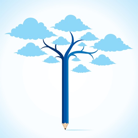 blue cloud tree stock のイラスト素材